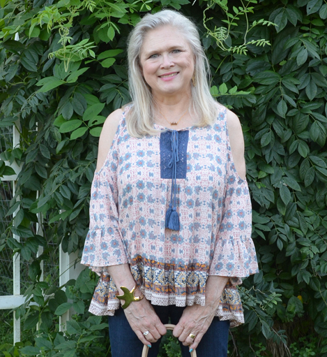 Printed Cold Shoulder&nbsp;Top